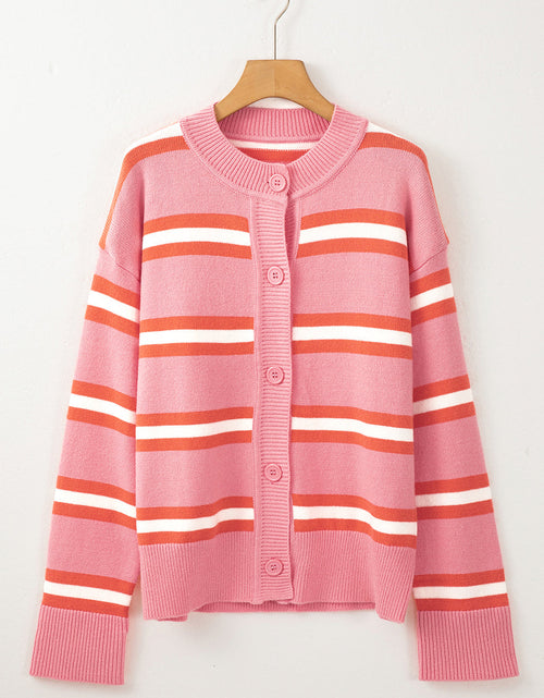 Load image into Gallery viewer, Striped Button Down Long Sleeve Cardigan
