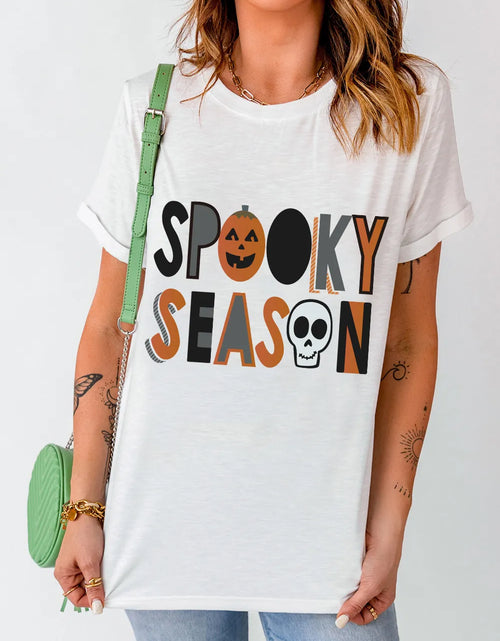 Load image into Gallery viewer, Letter Graphic Round Neck Short Sleeve T-Shirt
