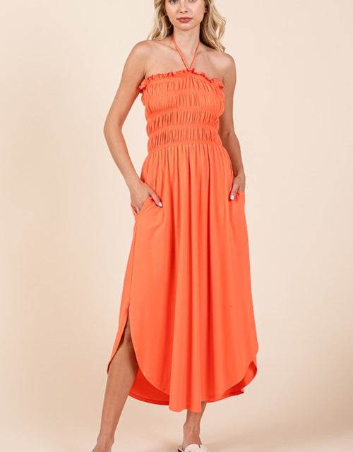 Load image into Gallery viewer, Culture Code Tie Back Shirring Dress with Pockets
