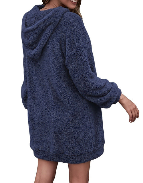 Load image into Gallery viewer, Half Zip Dropped Shoulder Oversized Hoodie
