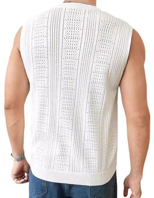 Load image into Gallery viewer, Men's Full Size Eyelet Round Neck Tank Plus Size
