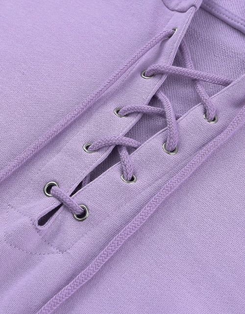 Load image into Gallery viewer, Lace-Up Dropped Shoulder Hoodie
