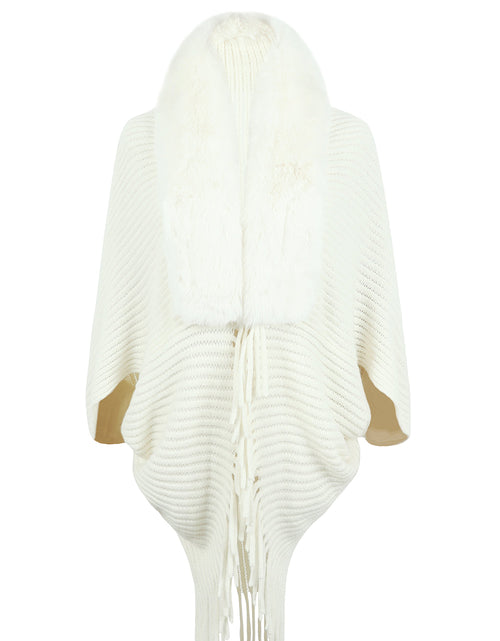 Load image into Gallery viewer, Fringe Detail Long Sleeve Ribbed Poncho
