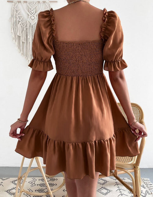 Load image into Gallery viewer, Smocked Square Neck Short Sleeve Dress
