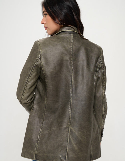 Load image into Gallery viewer, Coalition LA Single-Breasted Vegan Leather Blazer
