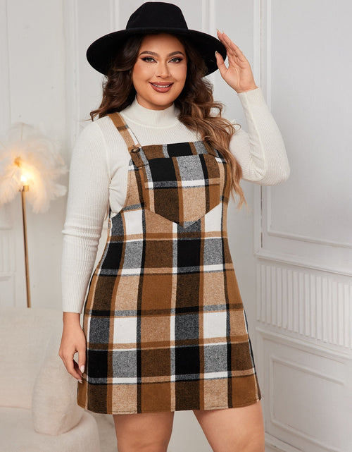 Load image into Gallery viewer, Honey Plus Size Plaid Wide Strap Overall Dress

