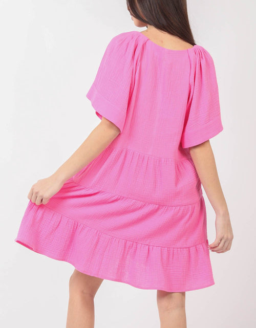 Load image into Gallery viewer, VERY J Texture V-Neck Ruffled Tiered Dress
