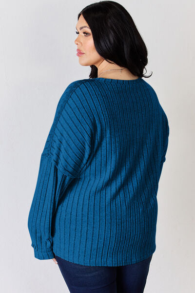 Load image into Gallery viewer, Basic Bae Full Size Ribbed Half Button Long Sleeve T-Shirt
