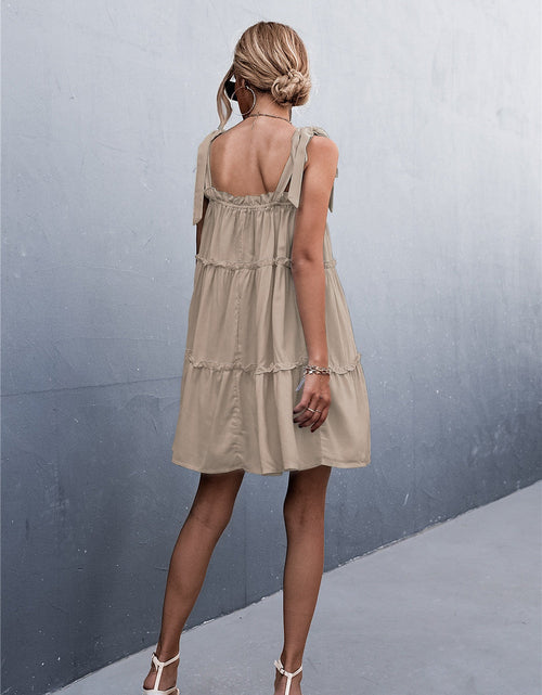Load image into Gallery viewer, Frill Tiered Tie Shoulder Mini Cami Dress
