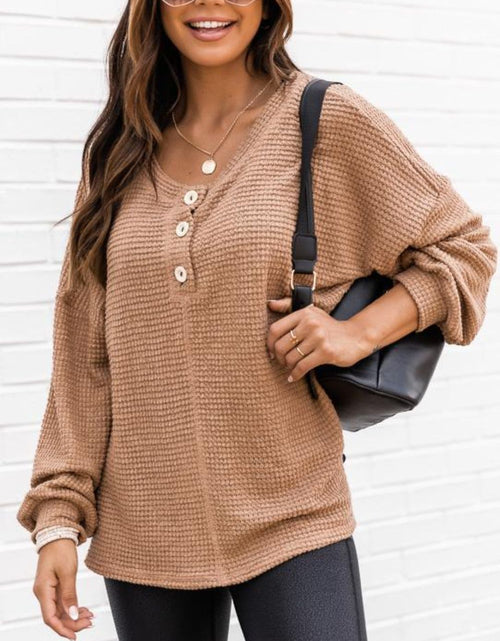 Load image into Gallery viewer, Slit Waffle Knit Long Sleeve T-Shirt
