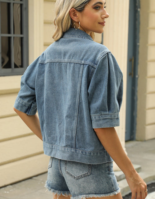 Load image into Gallery viewer, Button Down Washed Denim Jacket
