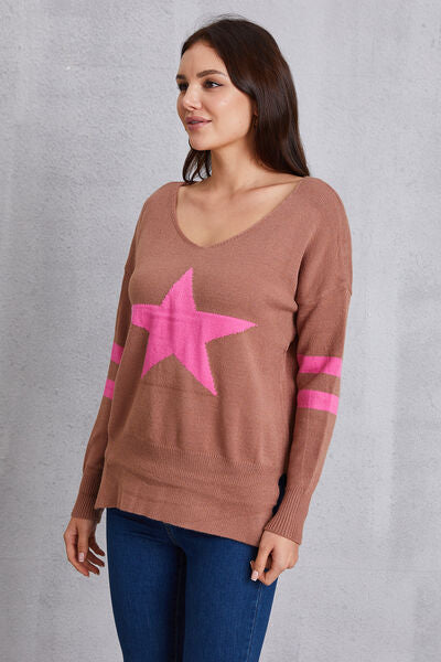 Load image into Gallery viewer, Star Scoop Neck Dropped Shoulder T-Shirt

