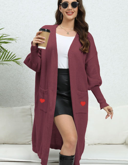 Load image into Gallery viewer, Lantern Sleeve Open Front Pocketed Cardigan
