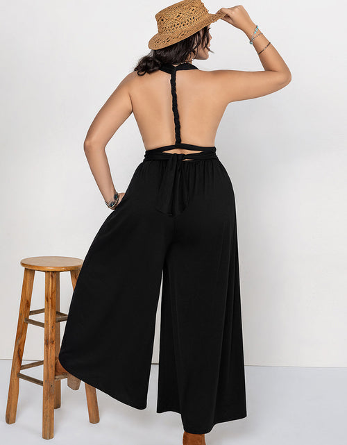 Load image into Gallery viewer, Plus Size V-Neck Wide Leg Jumpsuit

