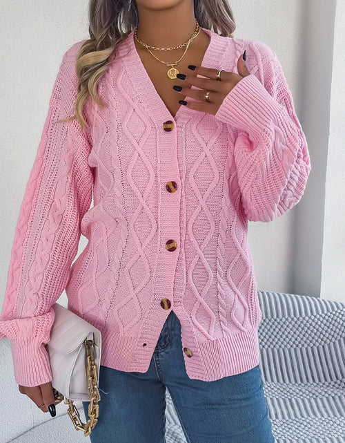 Load image into Gallery viewer, Cable-Knit Long Sleeve Cardigan
