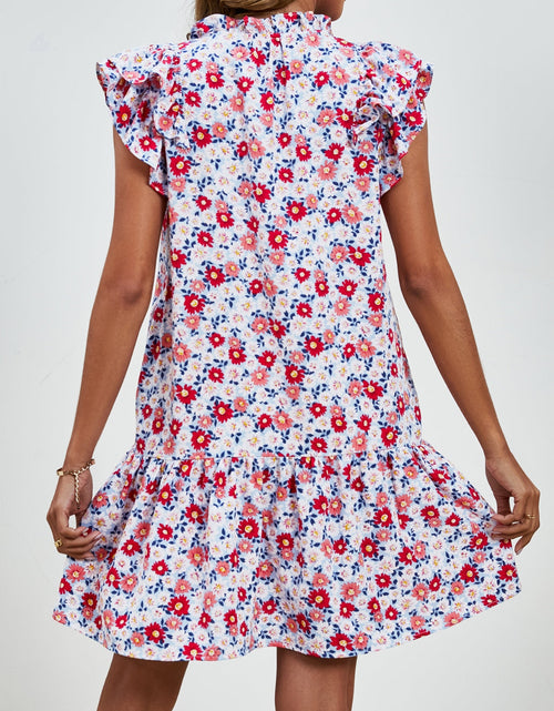 Load image into Gallery viewer, Tied Floral Cap Sleeve Mini Dress

