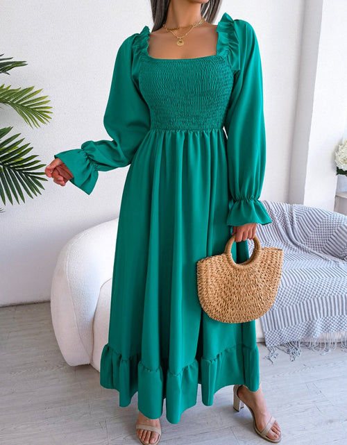 Load image into Gallery viewer, Smocked Square Neck Flounce Sleeve Dress by BlakWardrob
