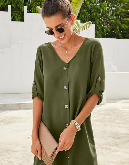Load image into Gallery viewer, Buttoned V-Neck Dress
