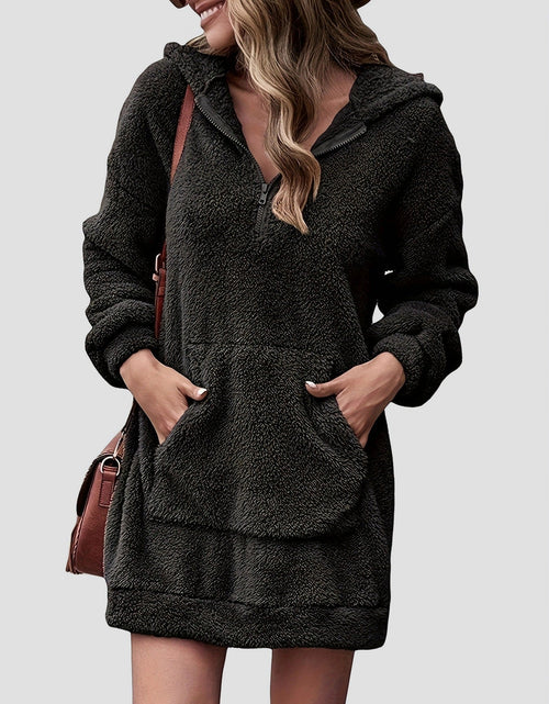 Load image into Gallery viewer, Half Zip Dropped Shoulder Oversized Hoodie
