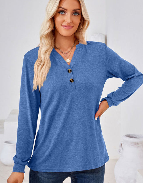 Load image into Gallery viewer, V-Neck Buttoned Long Sleeve Blouse
