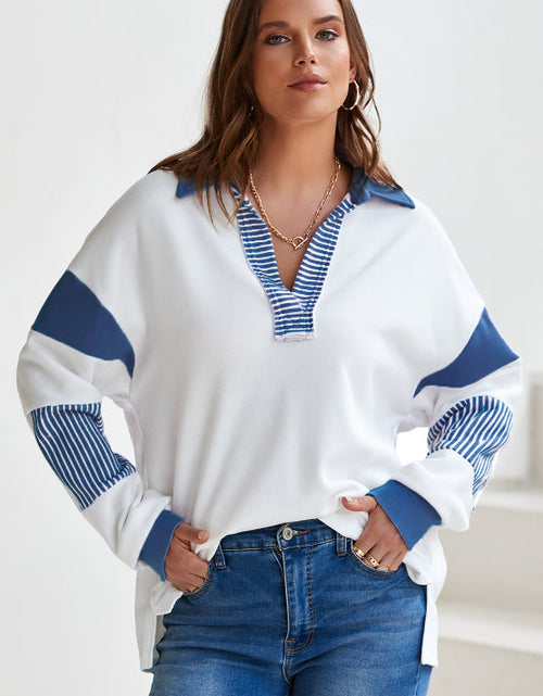 Load image into Gallery viewer, Color Block Johnny Collar Long Sleeve Sweatshirt
