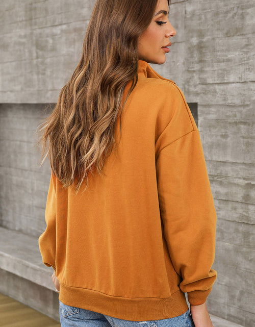 Load image into Gallery viewer, Quarter Zip Dropped Shoulder Sweatshirt
