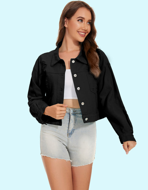 Load image into Gallery viewer, Distressed Distressed Button Up Denim Jacket

