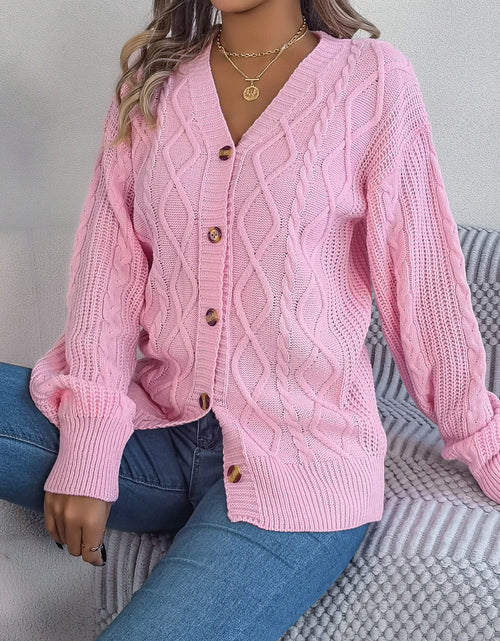 Load image into Gallery viewer, Cable-Knit Long Sleeve Cardigan

