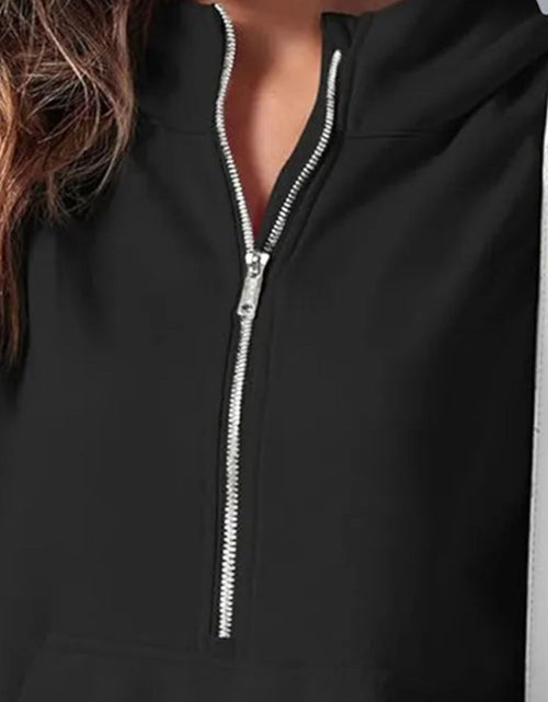 Load image into Gallery viewer, Half Zip Short Sleeve Hoodie
