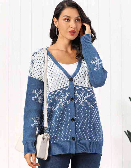 Load image into Gallery viewer, Snowflake Button Down Cardigan
