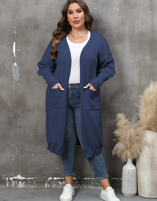 Load image into Gallery viewer, Plus Size Long Sleeve Pocketed Cardigan
