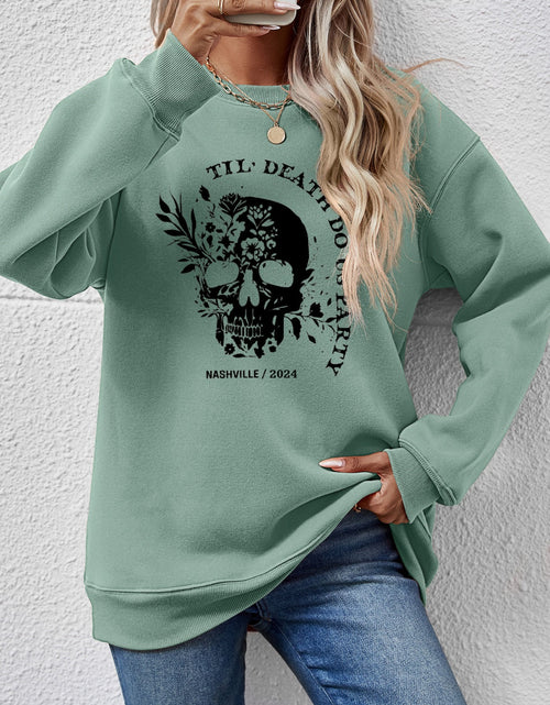 Load image into Gallery viewer, Graphic Round Neck Dropped Shoulder Sweatshirt

