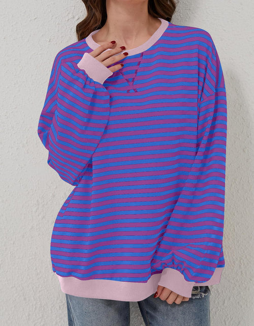 Load image into Gallery viewer, Lovelet Contrast Striped Long Sleeve Sweatshirt
