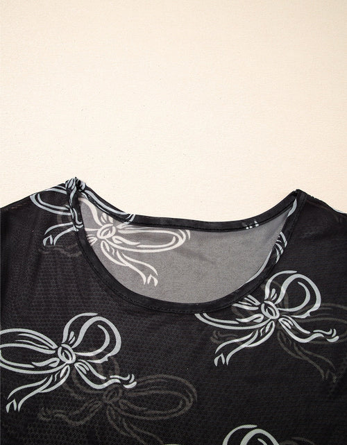Load image into Gallery viewer, Bow Mesh Round Neck Short Sleeve T-Shirt

