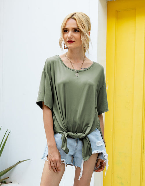 Load image into Gallery viewer, Ivy Lane Slit Boat Neck Half Sleeve T-Shirt
