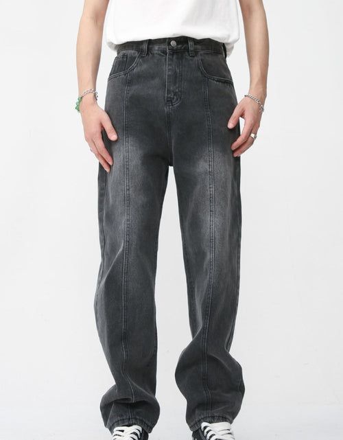 Load image into Gallery viewer, Men's Washed Splicing Straight Leg Jeans
