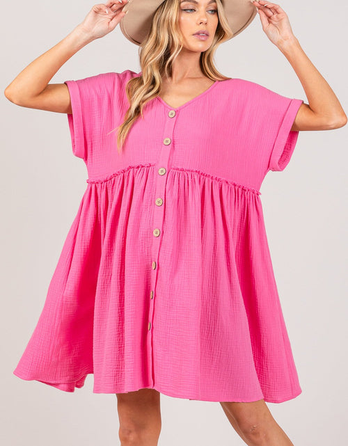 Load image into Gallery viewer, SAGE + FIG Button Up Short Sleeve Dress
