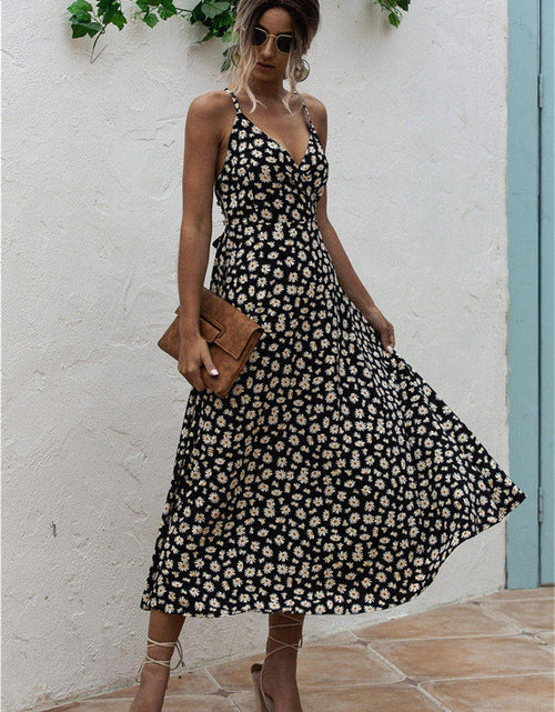 Load image into Gallery viewer, Daisy Print Surplice Midi Cami Dress
