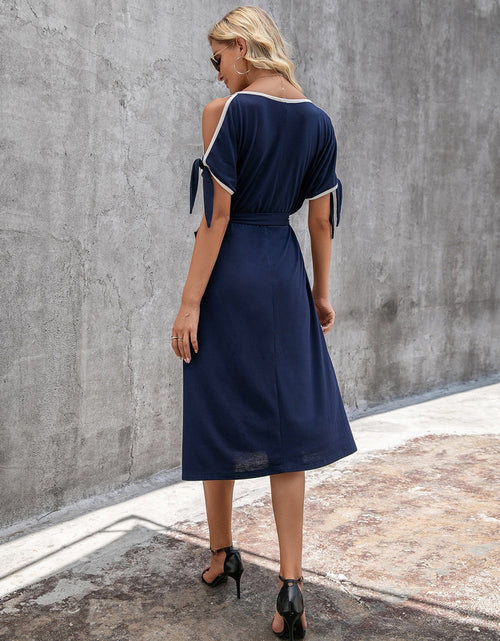 Load image into Gallery viewer, Ivy Lane Round Neck Cold Shoulder Dress
