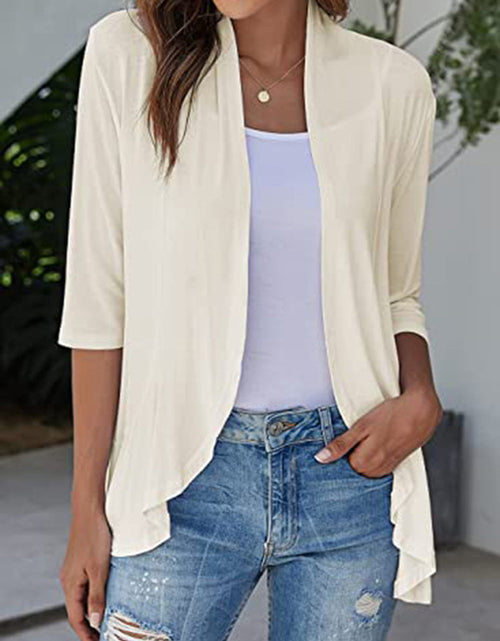 Load image into Gallery viewer, Open Front Three-Quarter Sleeve Cardigan
