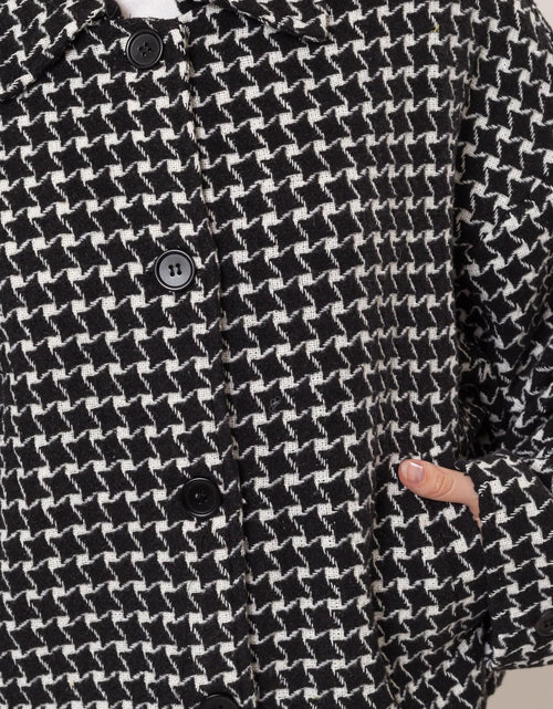 Load image into Gallery viewer, HYFVE Tweed Plaid Button Up Collared Neck Jacket
