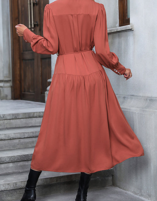 Load image into Gallery viewer, Perfee Button Down Notched Neck Dress
