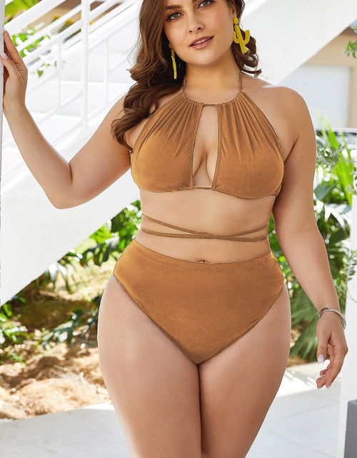 Load image into Gallery viewer, Plus Size Cutout Tied Backless Bikini Set
