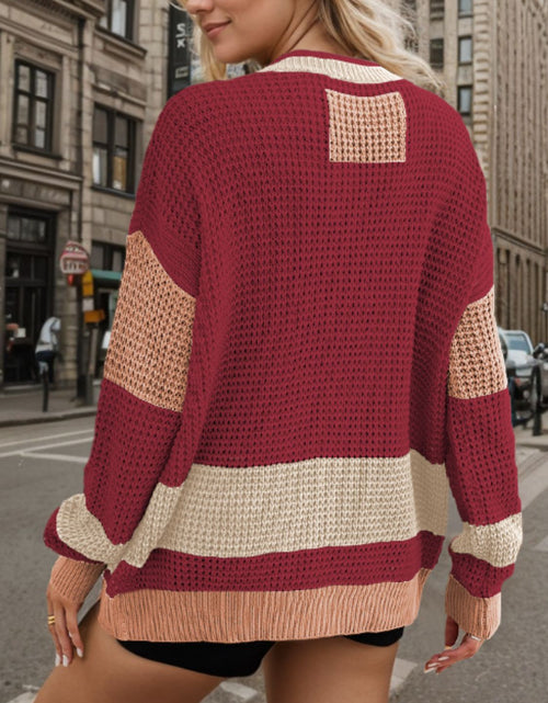 Load image into Gallery viewer, Contrast Button Up Long Sleeve Cardigan
