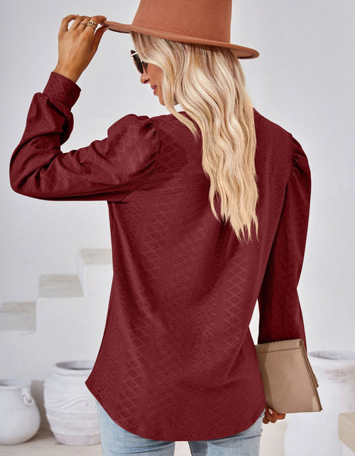 Load image into Gallery viewer, V-Neck Puff Sleeve Blouse
