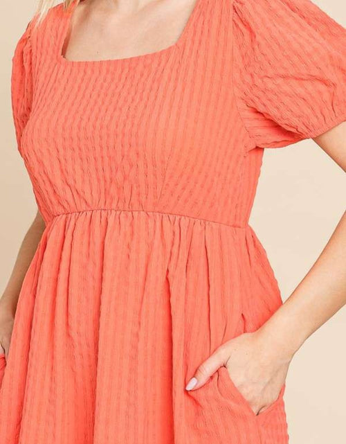 Load image into Gallery viewer, Culture Code Textured Square Neck Short Sleeve Dress
