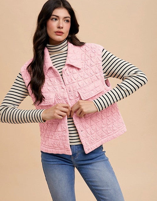 Load image into Gallery viewer, Annie Wear Texture Quilted Snap Down Vest Coat
