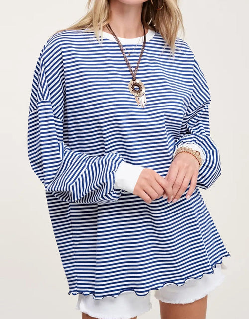 Load image into Gallery viewer, Contrast Striped Long Sleeve Sweatshirt
