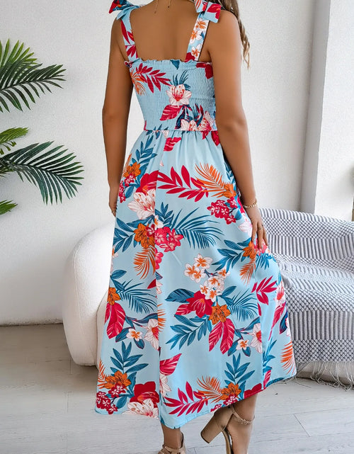 Load image into Gallery viewer, Smocked Floral Tie Shoulder Midi Dress
