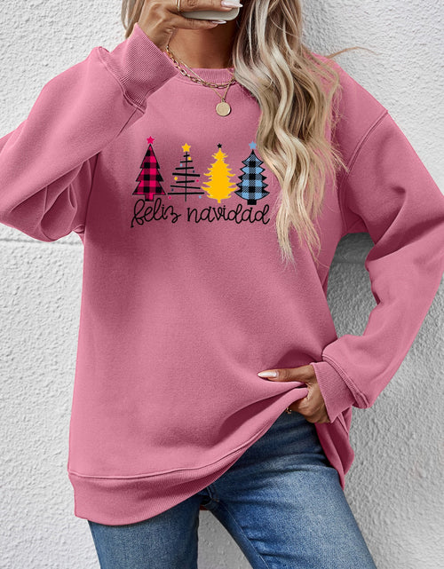 Load image into Gallery viewer, Round Neck Graphic Long Sleeve Sweatshirt
